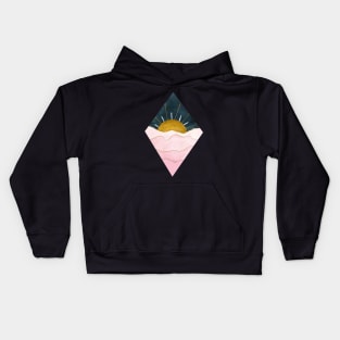 Diamond Pink and Gold Sunset (dark background) Kids Hoodie